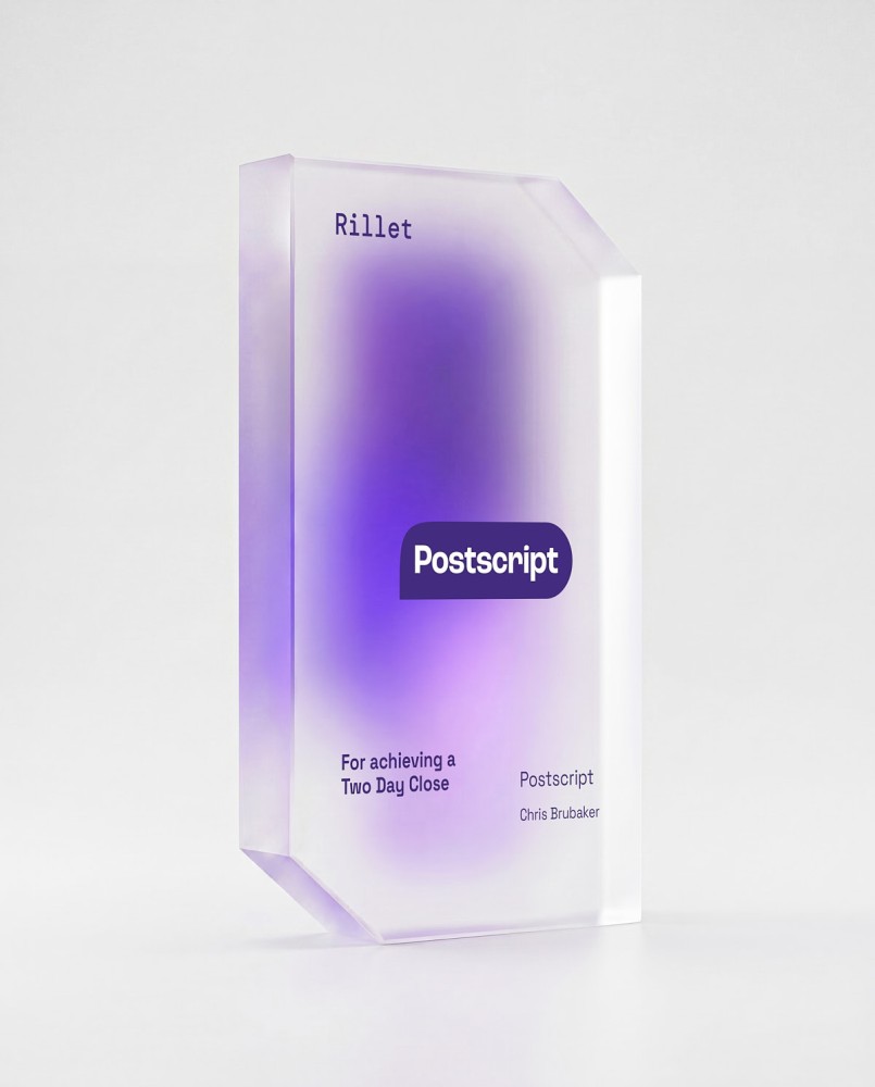 Trofeo Rillet Postscript 2026 metacrilato reciclado Sustain Awards