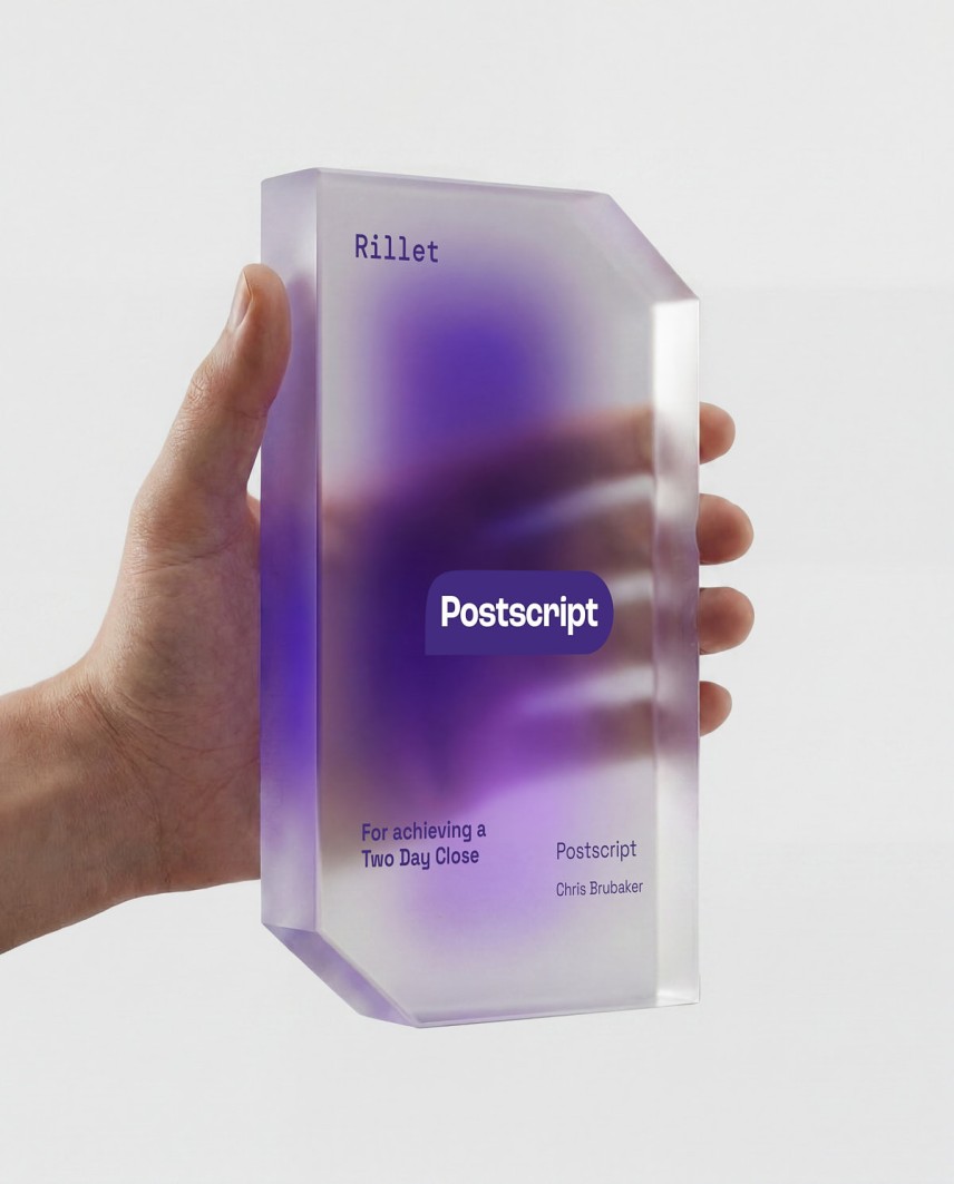 Rillet Postscript 2026 trophy recycled acrylic Sustain Awards
