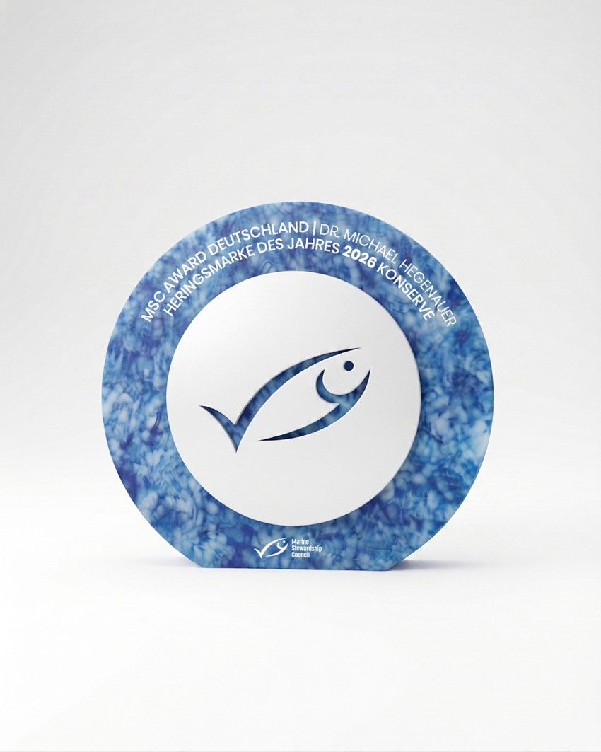 Custom trophy for the MSC Awards made by Sustain Awards, front view