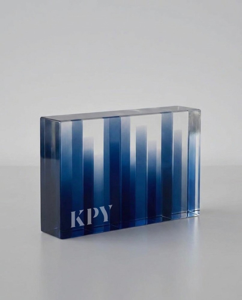Custom trophy Tombstone II for Danske Bank – KPY 2026 made by Sustain Awards
Description: