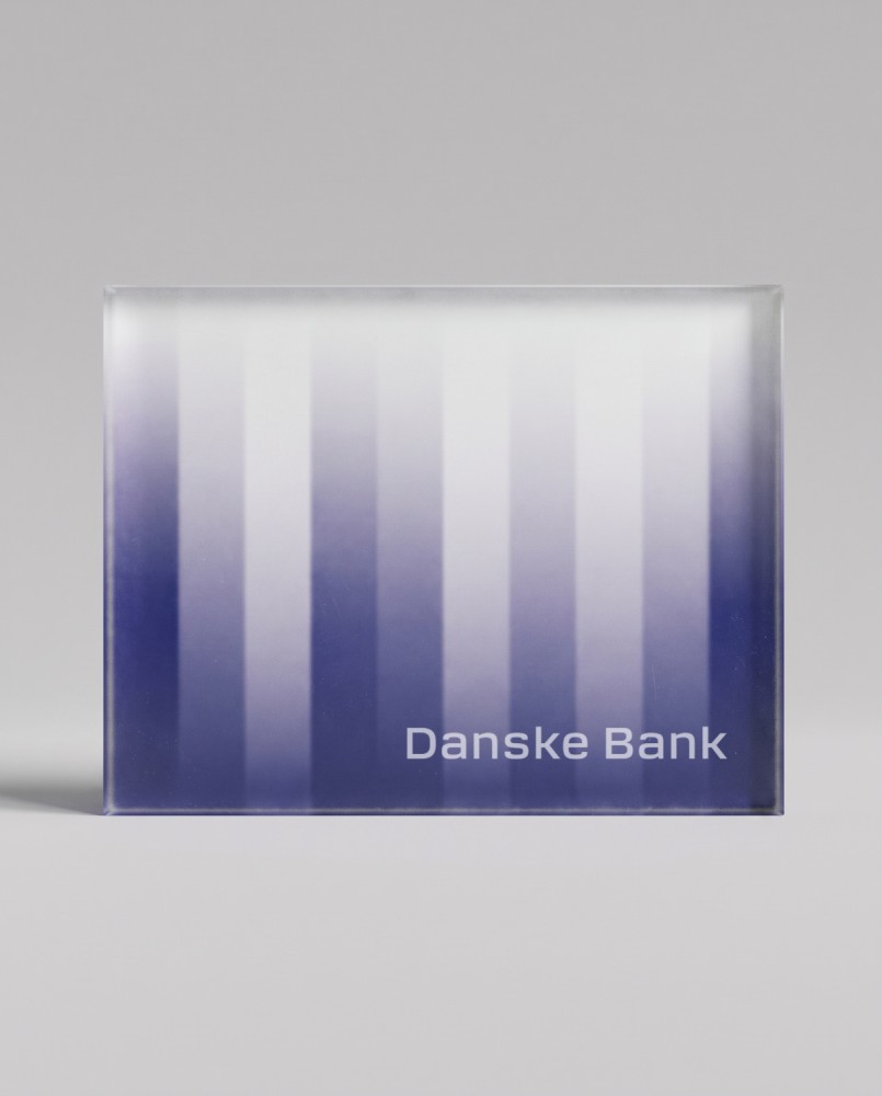 Custom trophy financial tombstone in translucent gradient acrylic 2