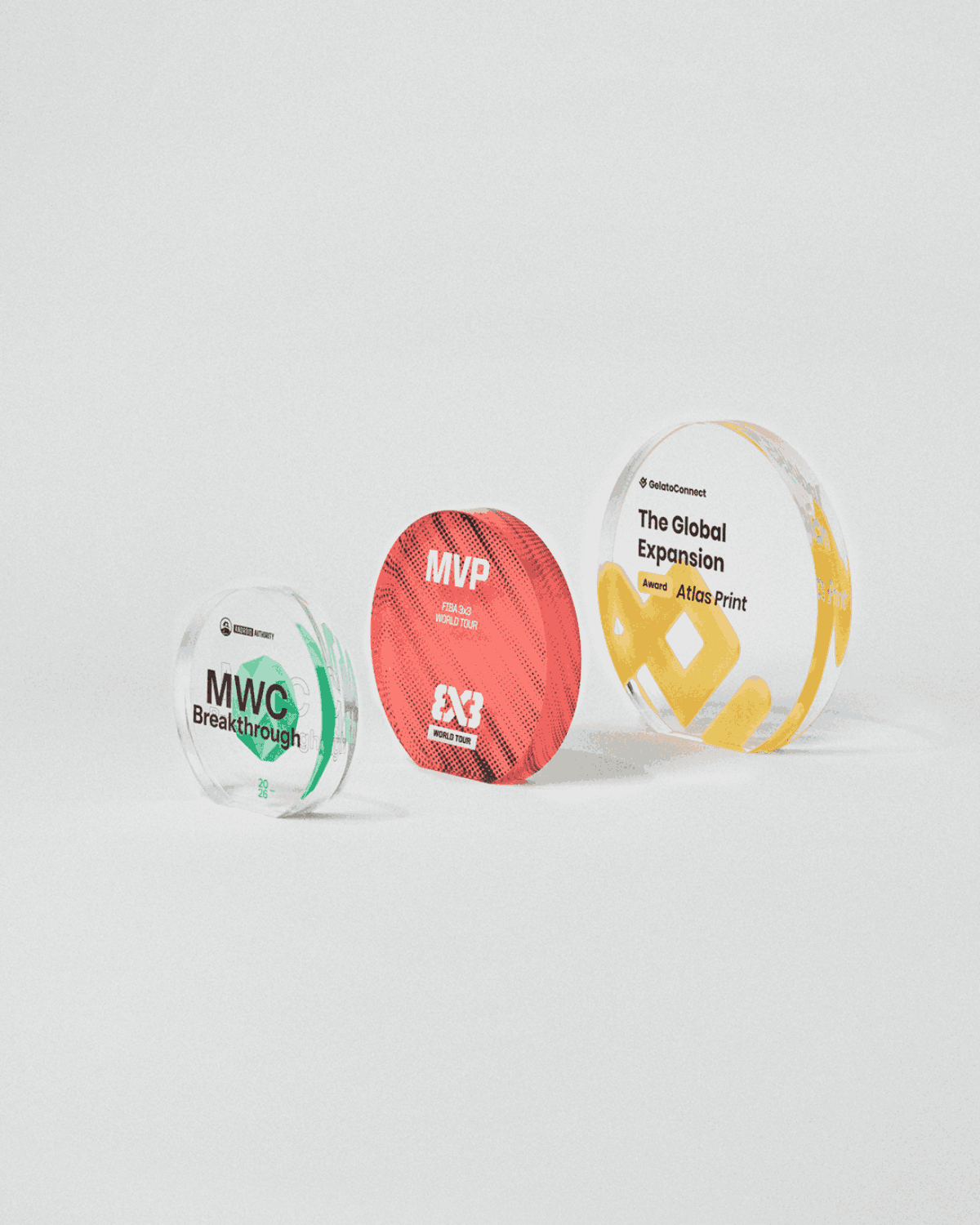 Personalized acrylic awards VITRA SOL circular Plaque format Sustain Awards